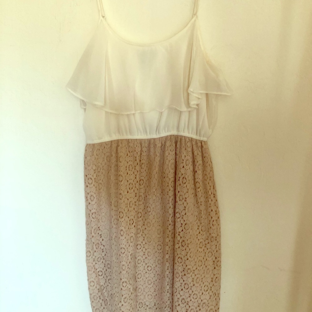 Sheer top, lace bottom dress